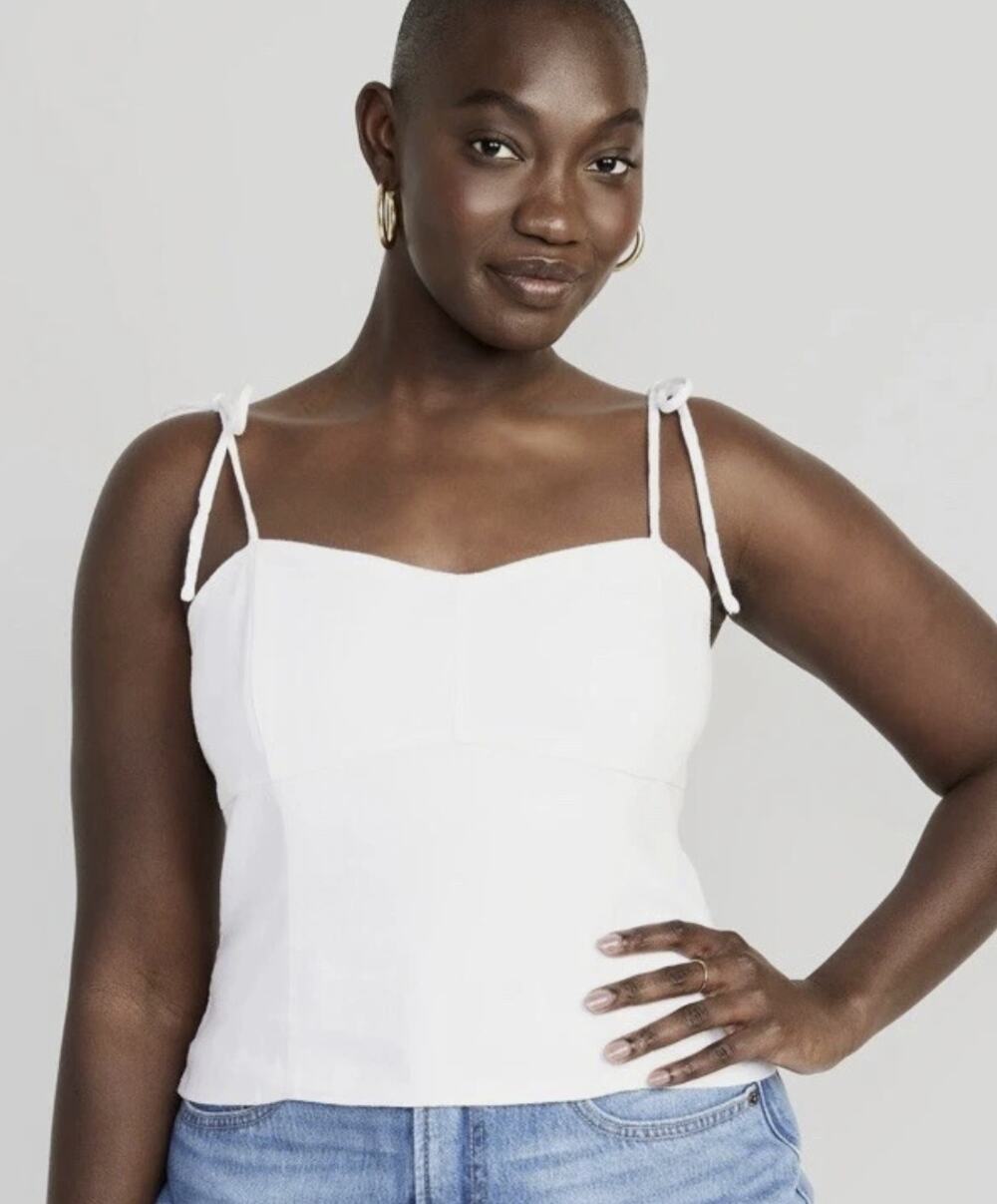 Old Navy Sleeveless Bustier Cami Calla Lily 451 White Cropped Tank Top Sz L